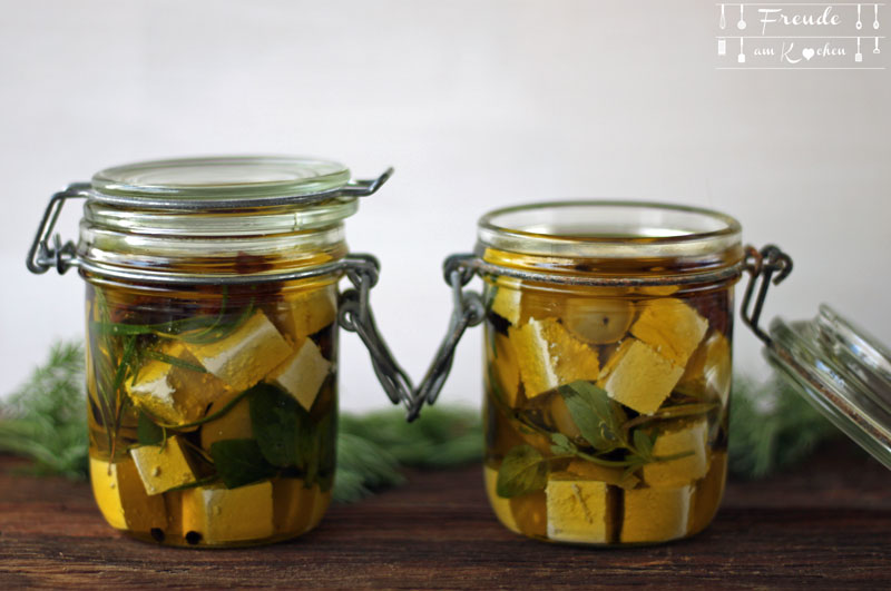 Eingelegter selbstgemachter Tofu mit Bärlauch - Freude am Kochen - Rezept vegan