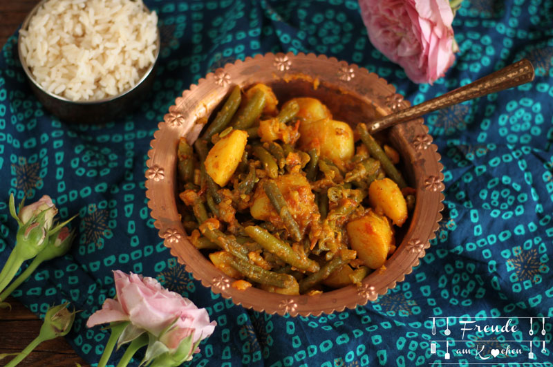 Aloo Phalli - Fisolen (Grüne Bohnen) Kartoffel Gemüse - inisch - Freude am Kochen