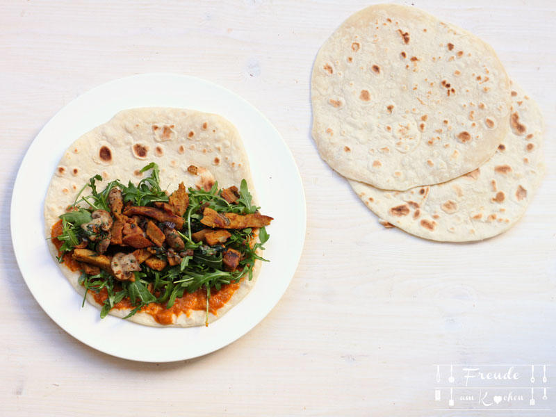 Wrap Teig selbermachen - Wraps mit Lupinen & Champignons - vegan - Freude am Kochen