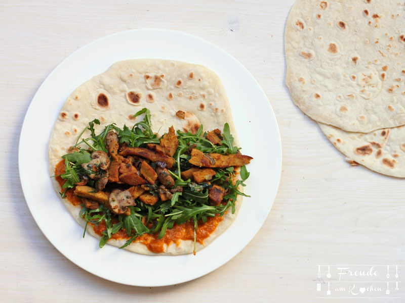 Wrap Teig selbermachen - Wraps mit Lupinen & Champignons - vegan - Freude am Kochen