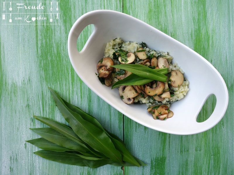 Bärlauch Risotto mit gebratenen Champignons vegan - Freude am Kochen