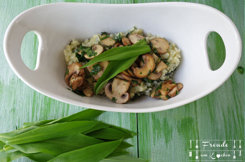 Bärlauch Risotto mit gebratenen Champignons vegan - Freude am Kochen