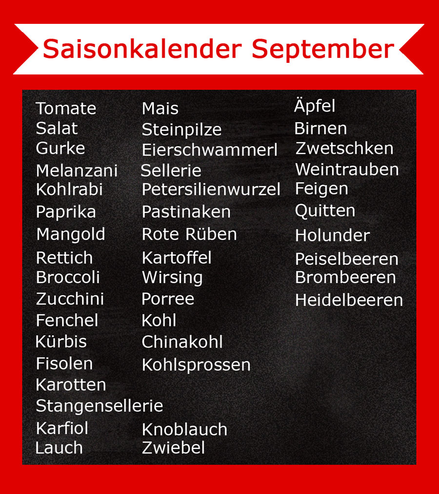 September Saisonkalender - Was hat im September Saison - Freude am Kochen