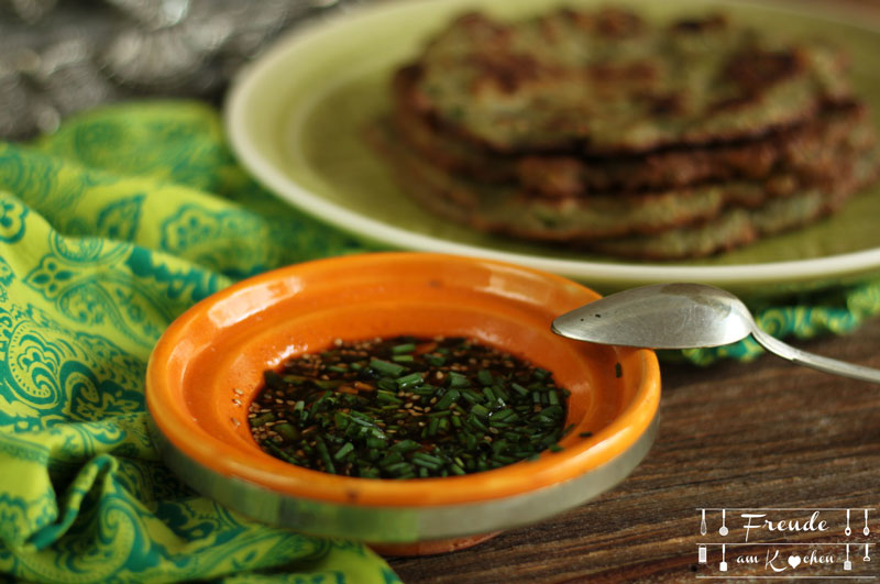 Koreanisches Mungbohnen Omelett Pfannkuchen Fladen - Bindaetteok - Rezept vegan glutenfrei - Freude am Kochen