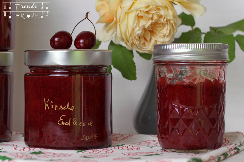 Kirsch Erdbeer Amaretto Marmelade - Freude am Kochen vegan