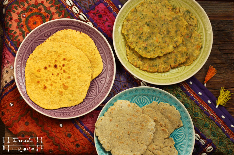 Indische Roti Chapati- glutenfrei - Kichererbsen - Mais - Reis - Freude am Kochen vegan