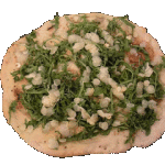 Pizza Covaccino con Ruccola, asparago (Spargel) e parmigiano (Parmesan)